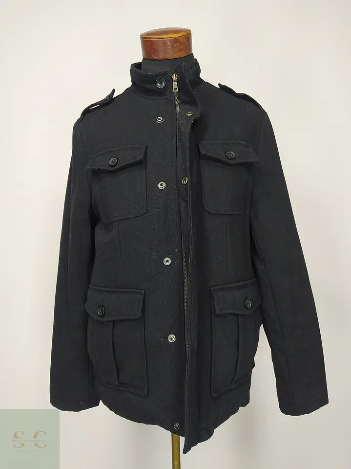Chaquetón de Paño Negro Estilo Field Jacket Merona Talla S 4