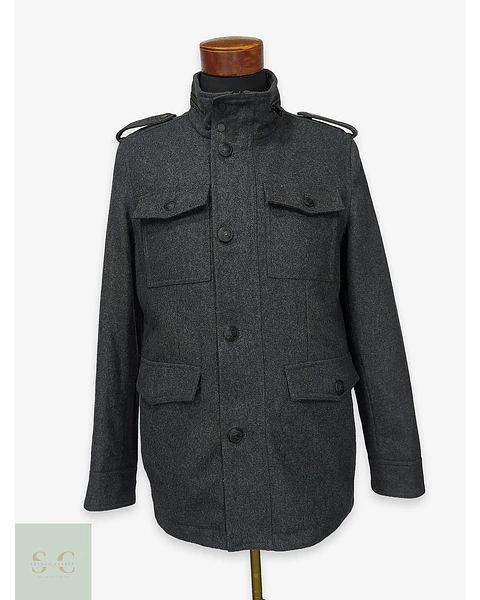 Chaquetón de Paño Estilo Militar Gris Plomo Black Rivet Talla XS
