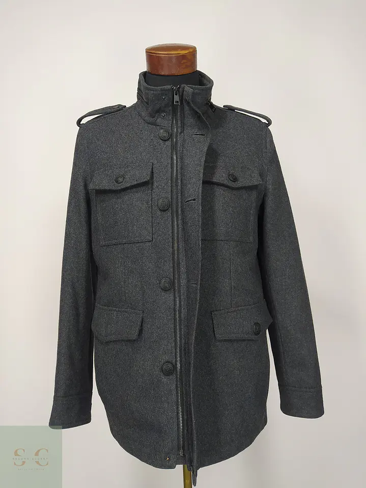 Chaquetón de Paño Estilo Militar Gris Plomo Black Rivet Talla XS 5