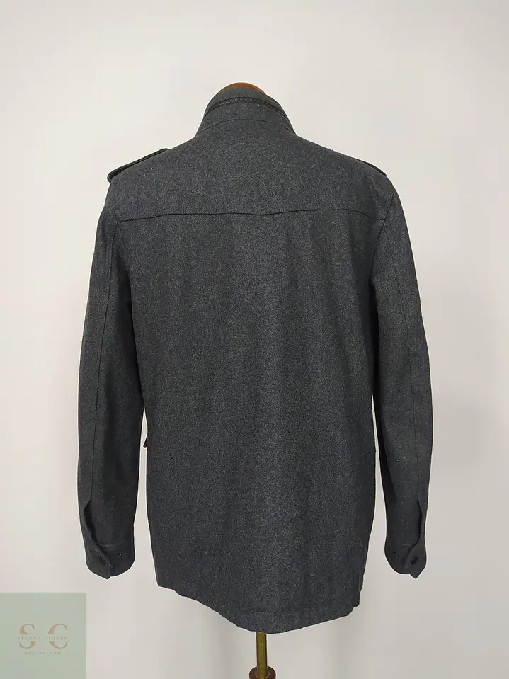 Chaquetón de Paño Estilo Militar Gris Plomo Black Rivet Talla XS 9
