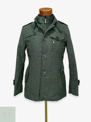 Chaqueta Corta de Mezcla de Lana con Pechera Interna Talla XS
