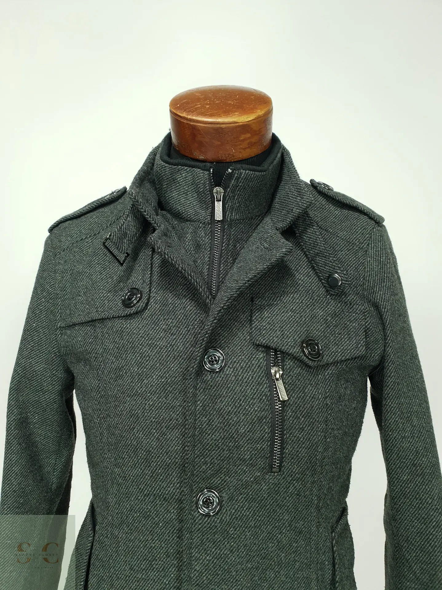 Chaqueta Corta de Mezcla de Lana con Pechera Interna Talla XS 3