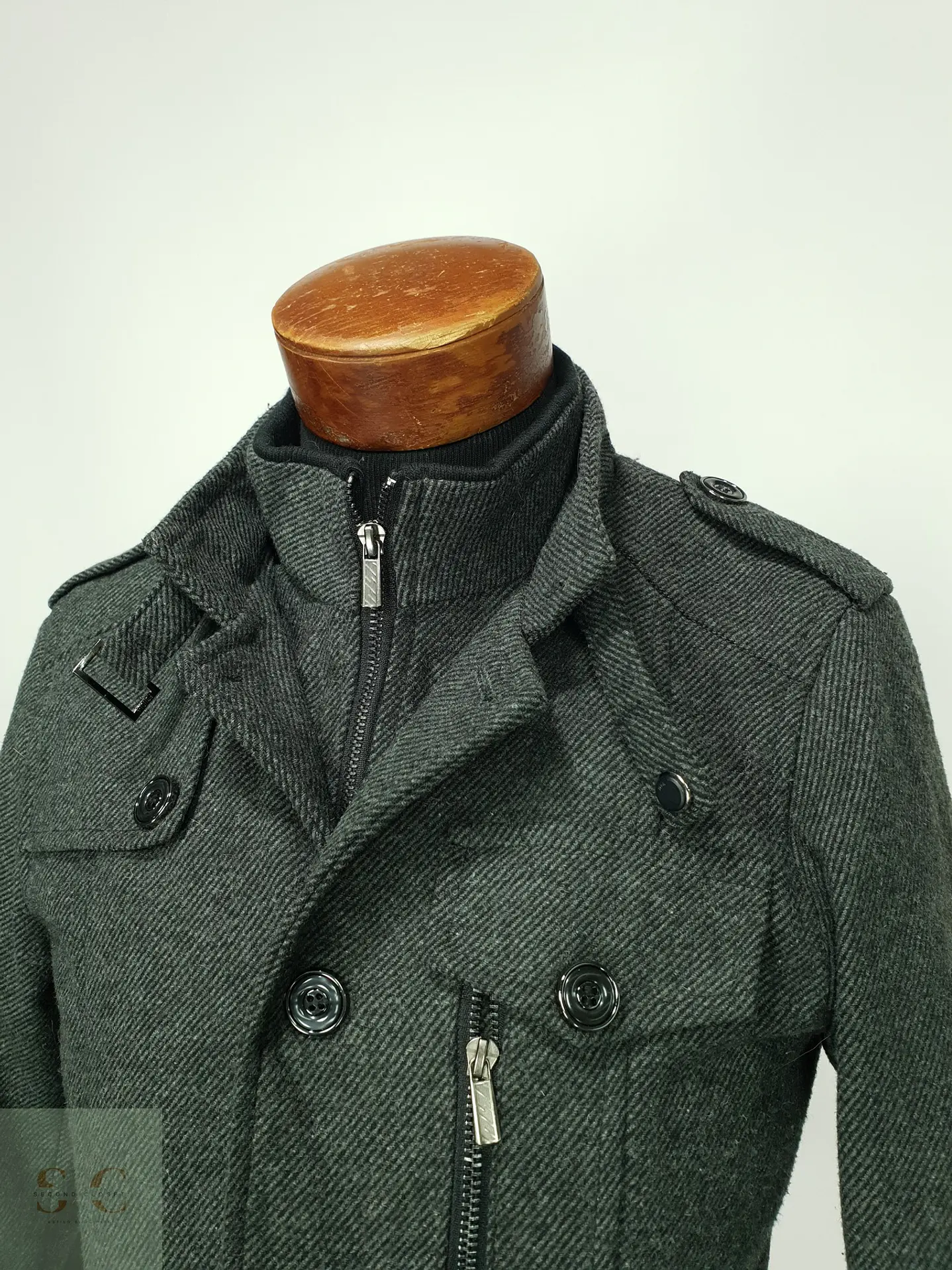Chaqueta Corta de Mezcla de Lana con Pechera Interna Talla XS 4
