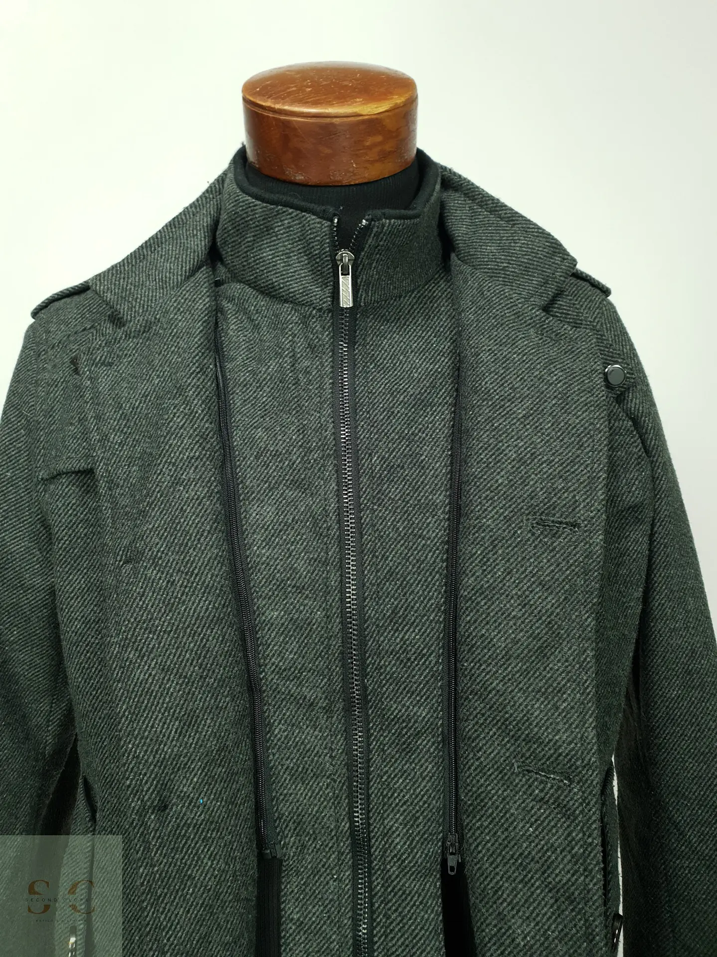 Chaqueta Corta de Mezcla de Lana con Pechera Interna Talla XS 5