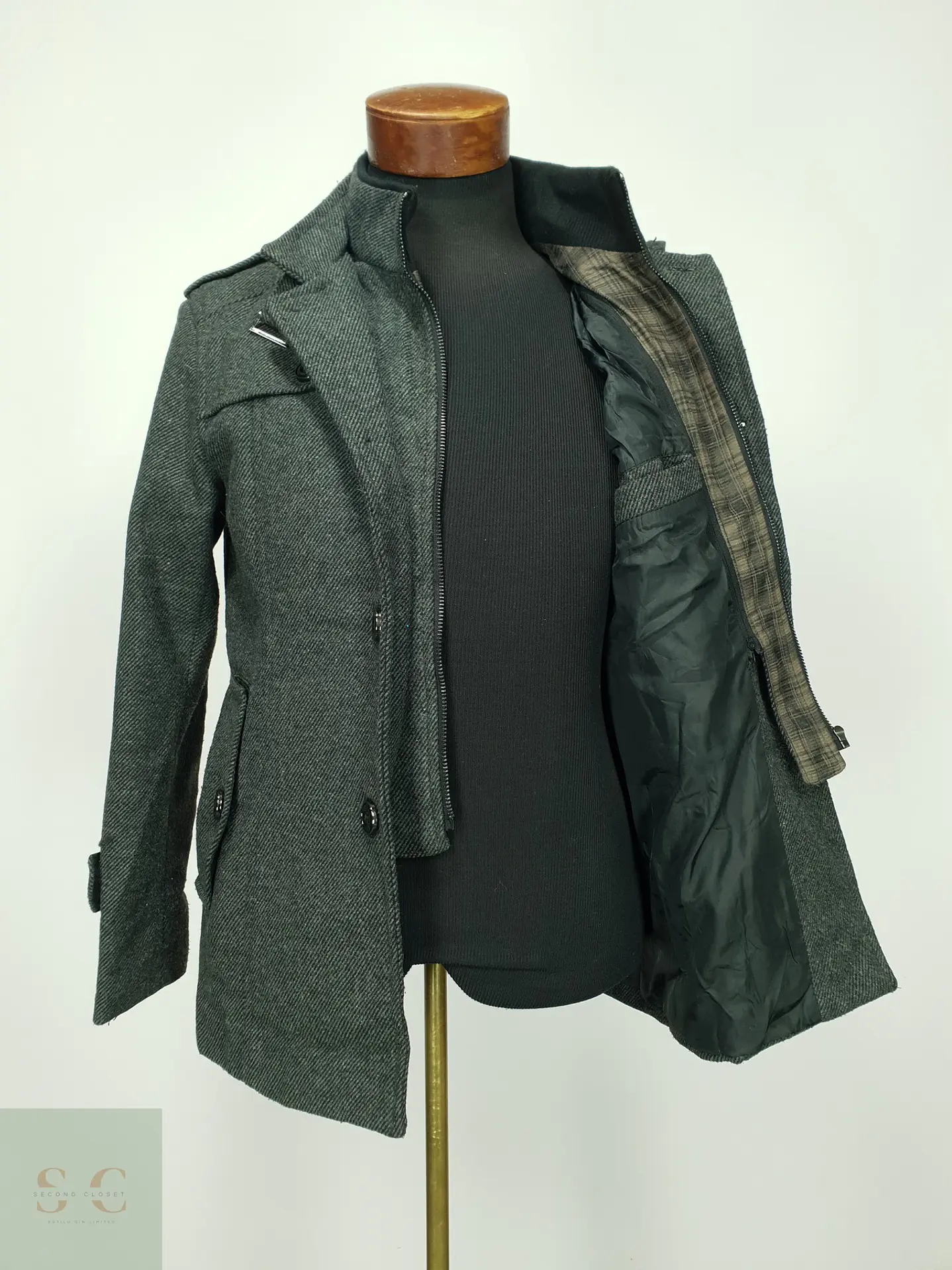 Chaqueta Corta de Mezcla de Lana con Pechera Interna Talla XS 6