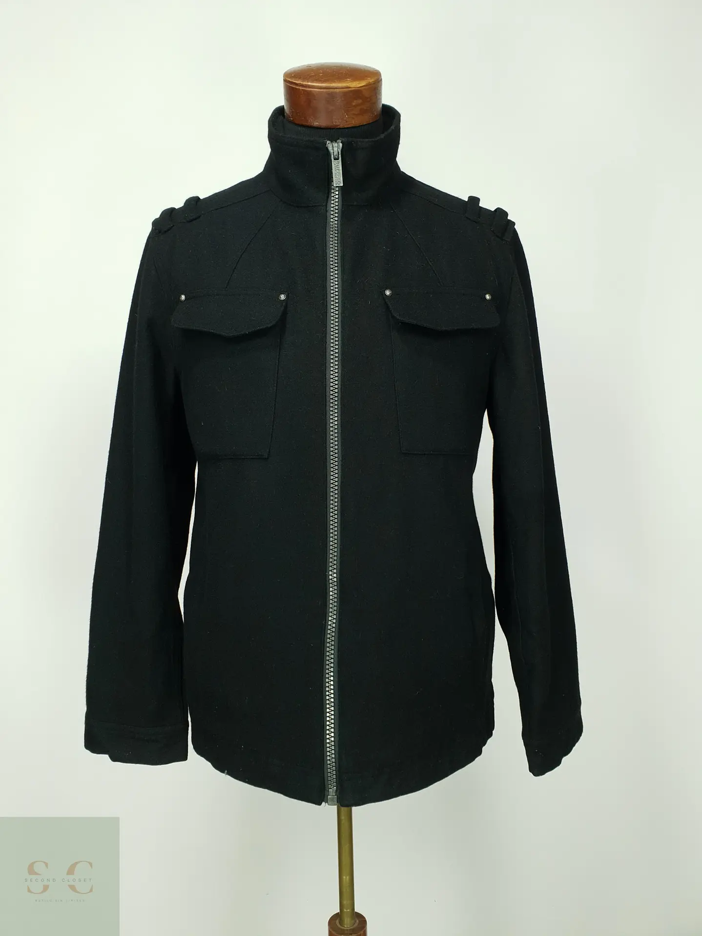 Chaqueta Corta de Paño de Lana Estilo Militar Buffalo David Bitton Talla M 2