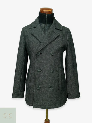 Abrigo Peacoat Cruzado de Lana Gris Plomo American Rag Talla S