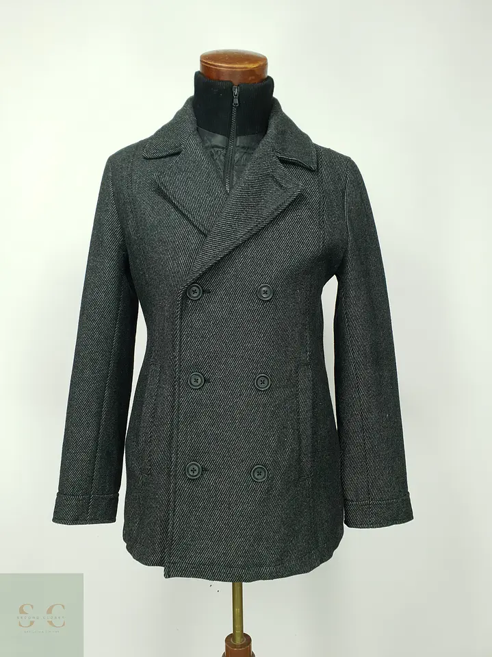 Abrigo Peacoat Cruzado de Lana Gris Plomo American Rag Talla S 2