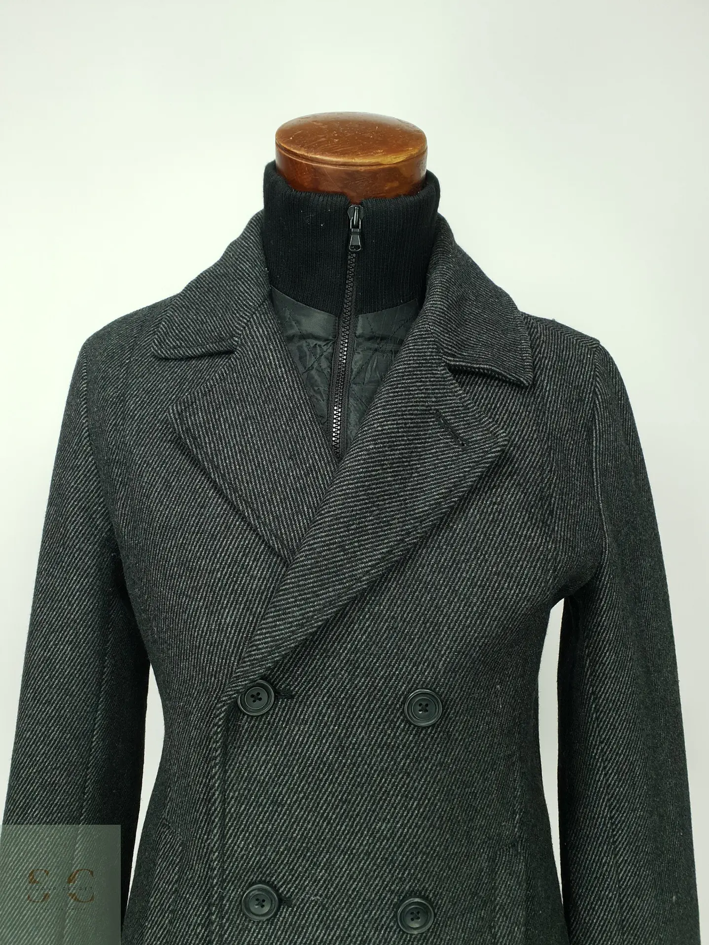Abrigo Peacoat Cruzado de Lana Gris Plomo American Rag Talla S 3