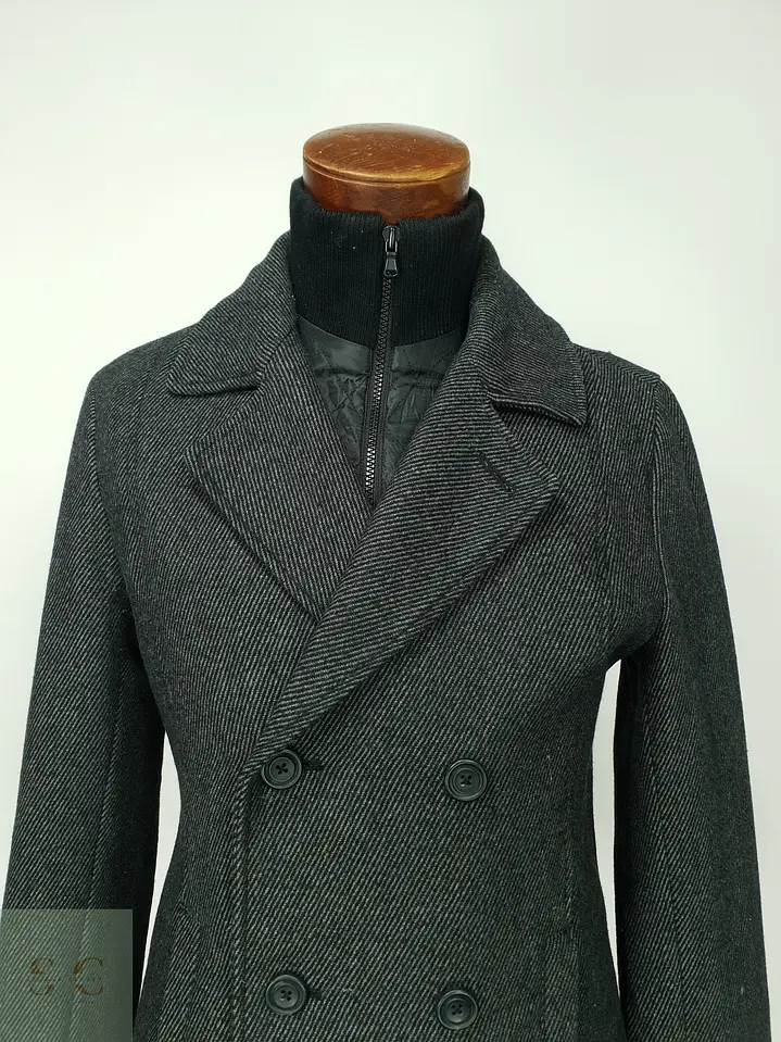 Abrigo Peacoat Cruzado de Lana Gris Plomo American Rag Talla S 3