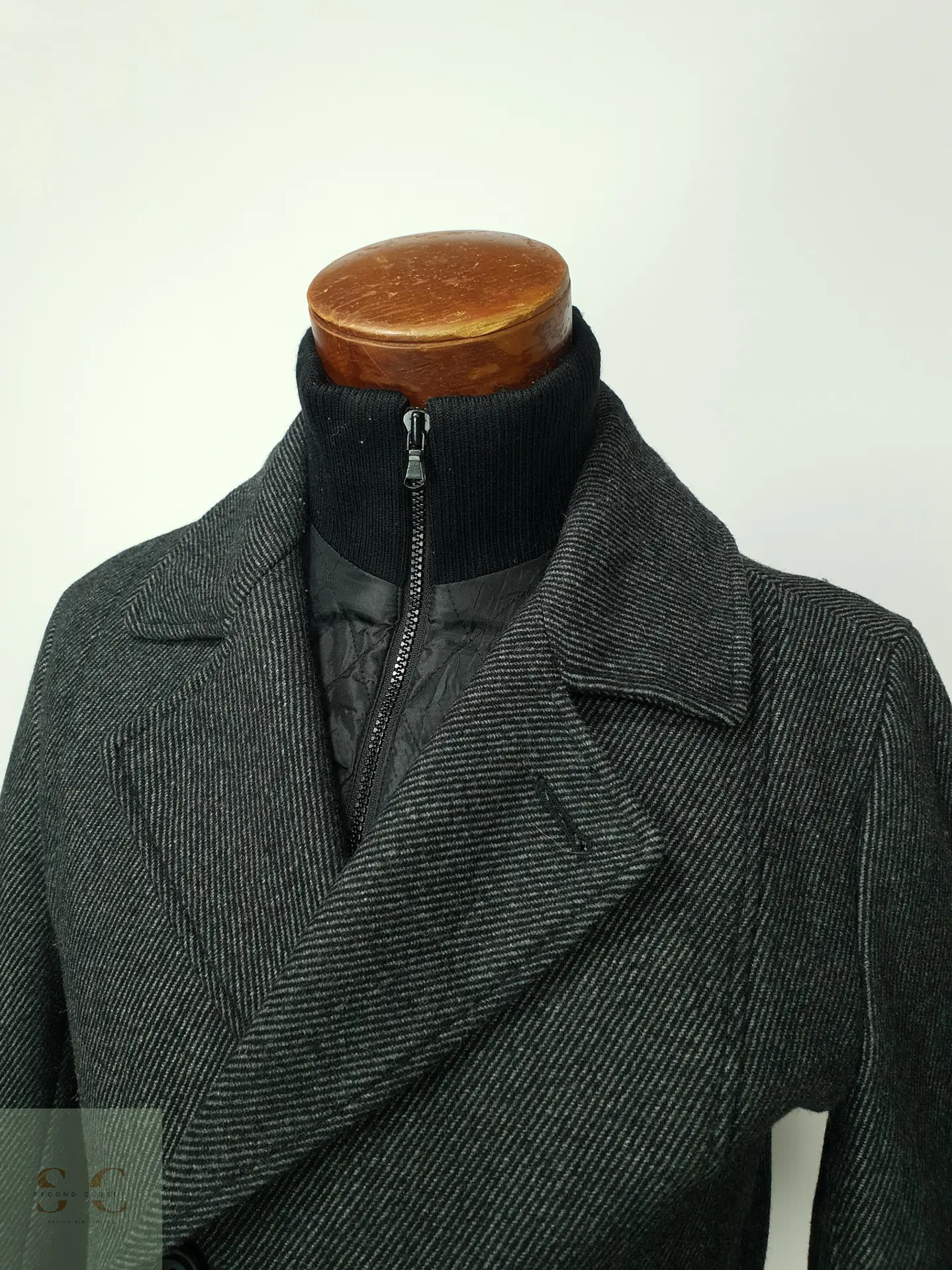 Abrigo Peacoat Cruzado de Lana Gris Plomo American Rag Talla S 4