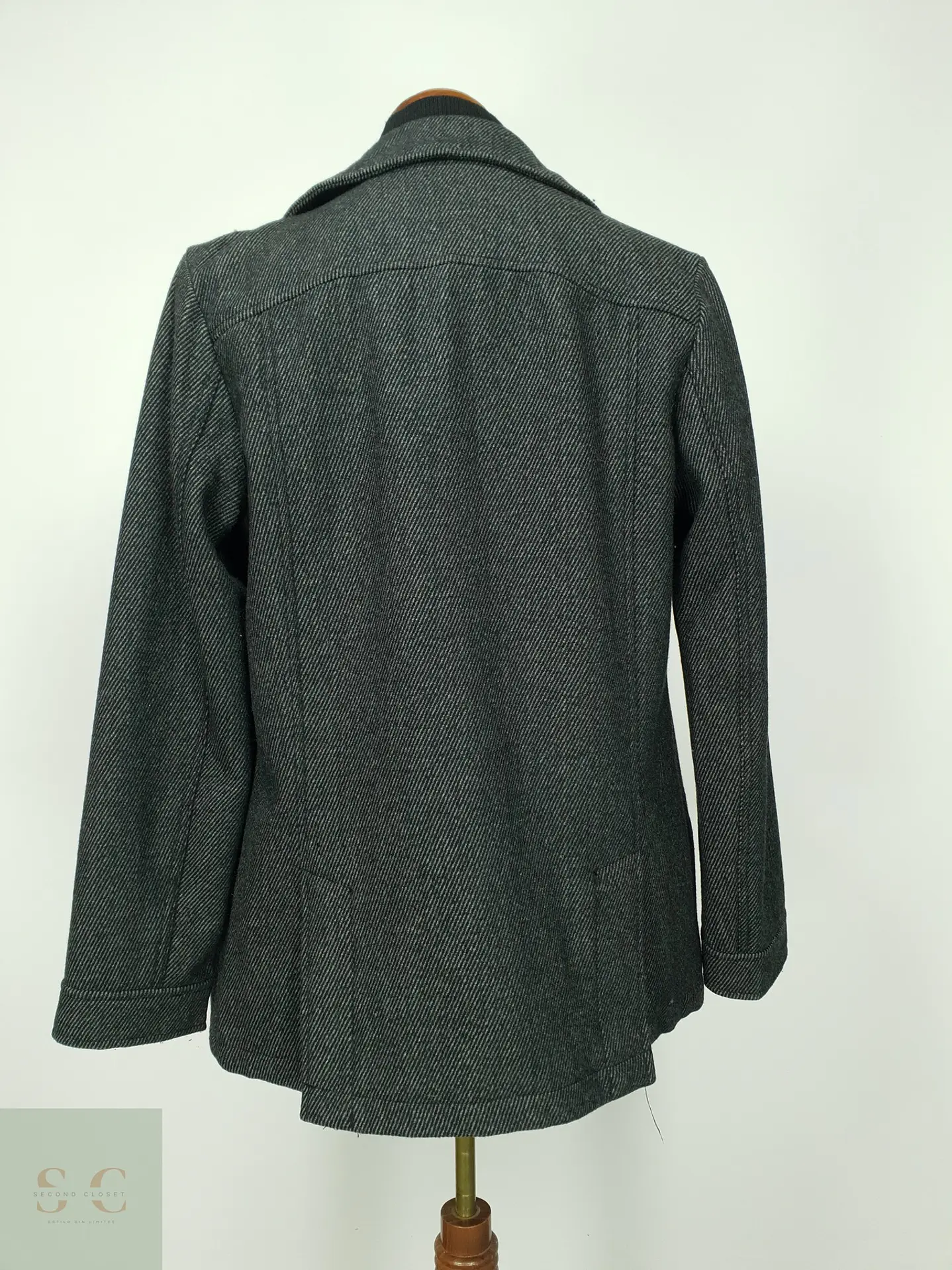 Abrigo Peacoat Cruzado de Lana Gris Plomo American Rag Talla S 7