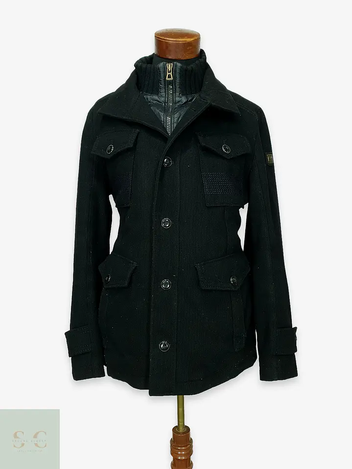 Abrigo Corto de Paño de Lana con Doble Cuello Boss Orange Talla ML 1
