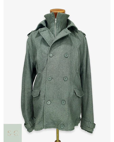 Abrigo Cruzado estilo Peacoat con Cuello Interior Tejido H&M Talla LXL