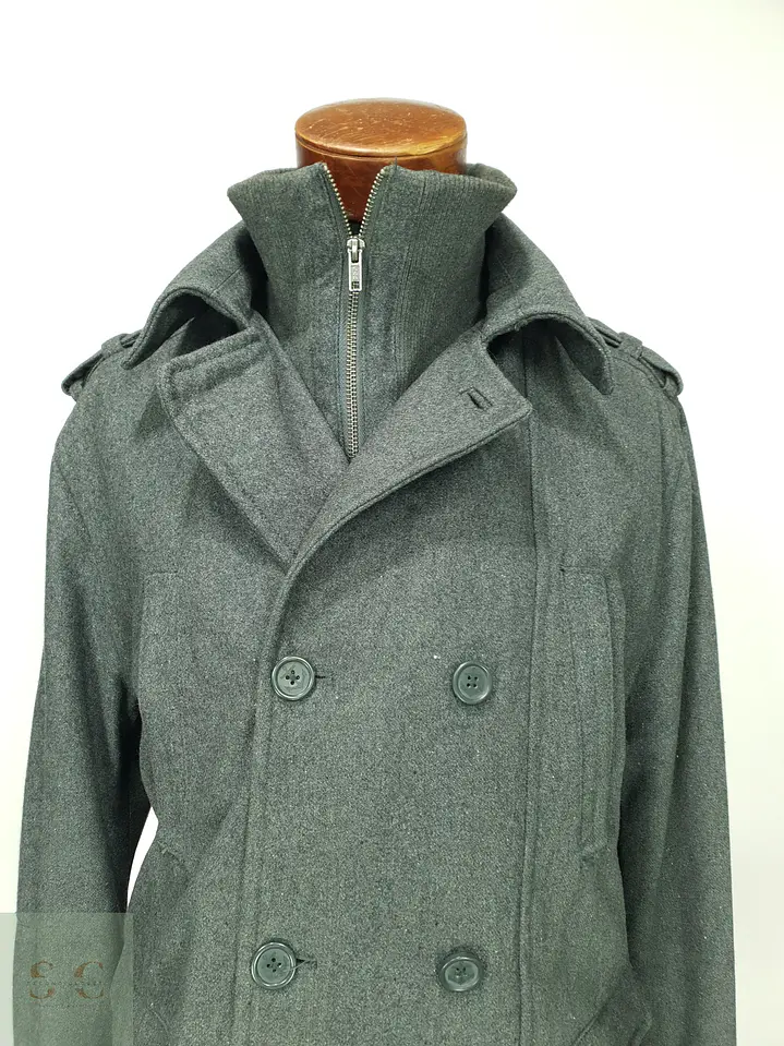 Abrigo Cruzado estilo Peacoat con Cuello Interior Tejido H&M Talla LXL 3