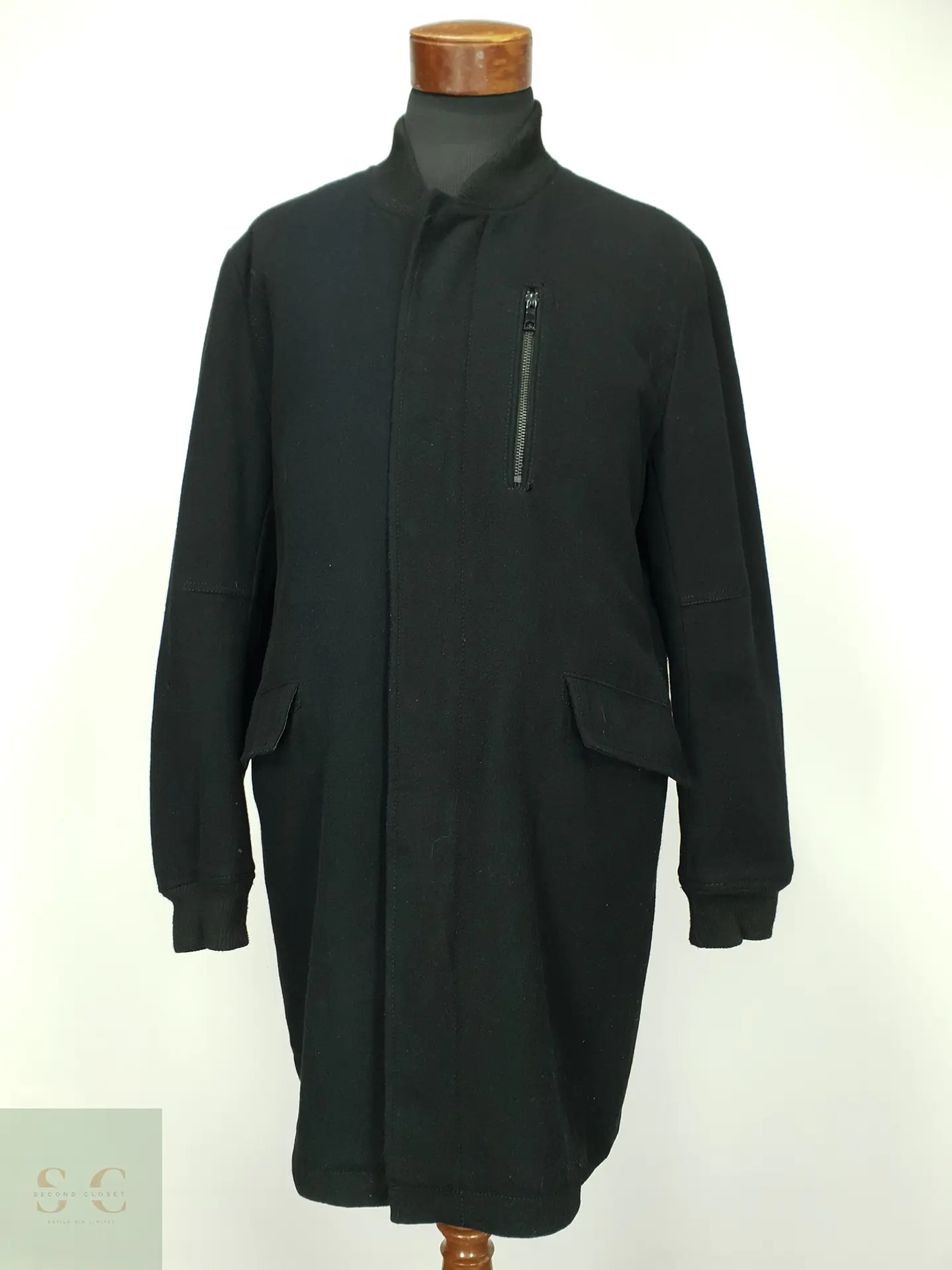 Abrigo Largo de Paño con Cuello Acanalado y Forro Acolchado ZARA MAN Talla L 2