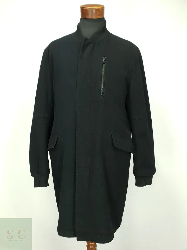 Abrigo Largo de Paño con Cuello Acanalado y Forro Acolchado ZARA MAN Talla L 2