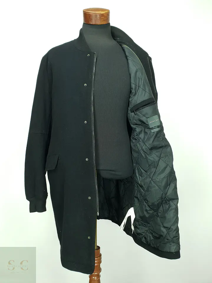 Abrigo Largo de Paño con Cuello Acanalado y Forro Acolchado ZARA MAN Talla L 8