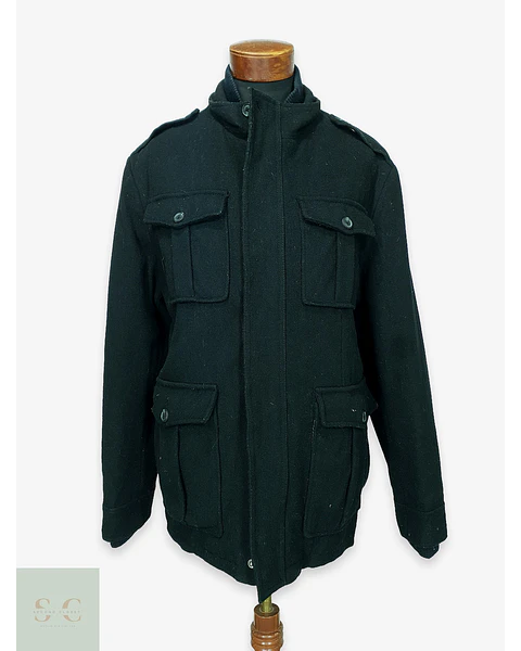Chaqueta Corta de Paño de Lana Estilo Militar con Cuello Tejido Merona Talla XL