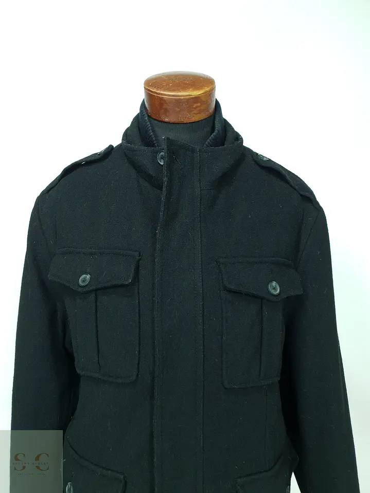 Chaqueta Corta de Paño de Lana Estilo Militar con Cuello Tejido Merona Talla XL 3