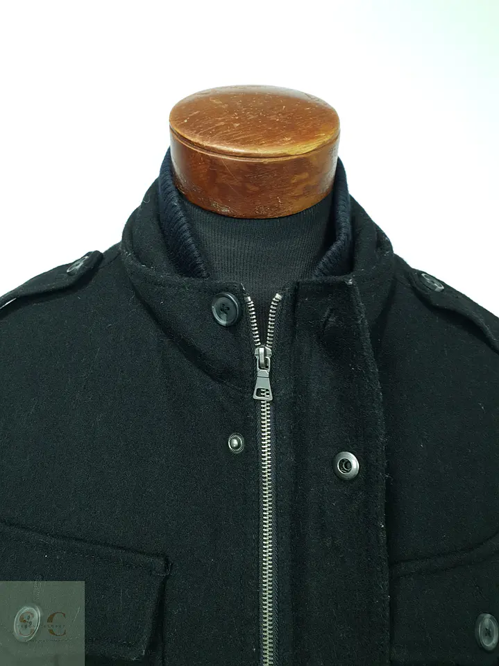 Chaqueta Corta de Paño de Lana Estilo Militar con Cuello Tejido Merona Talla XL 5