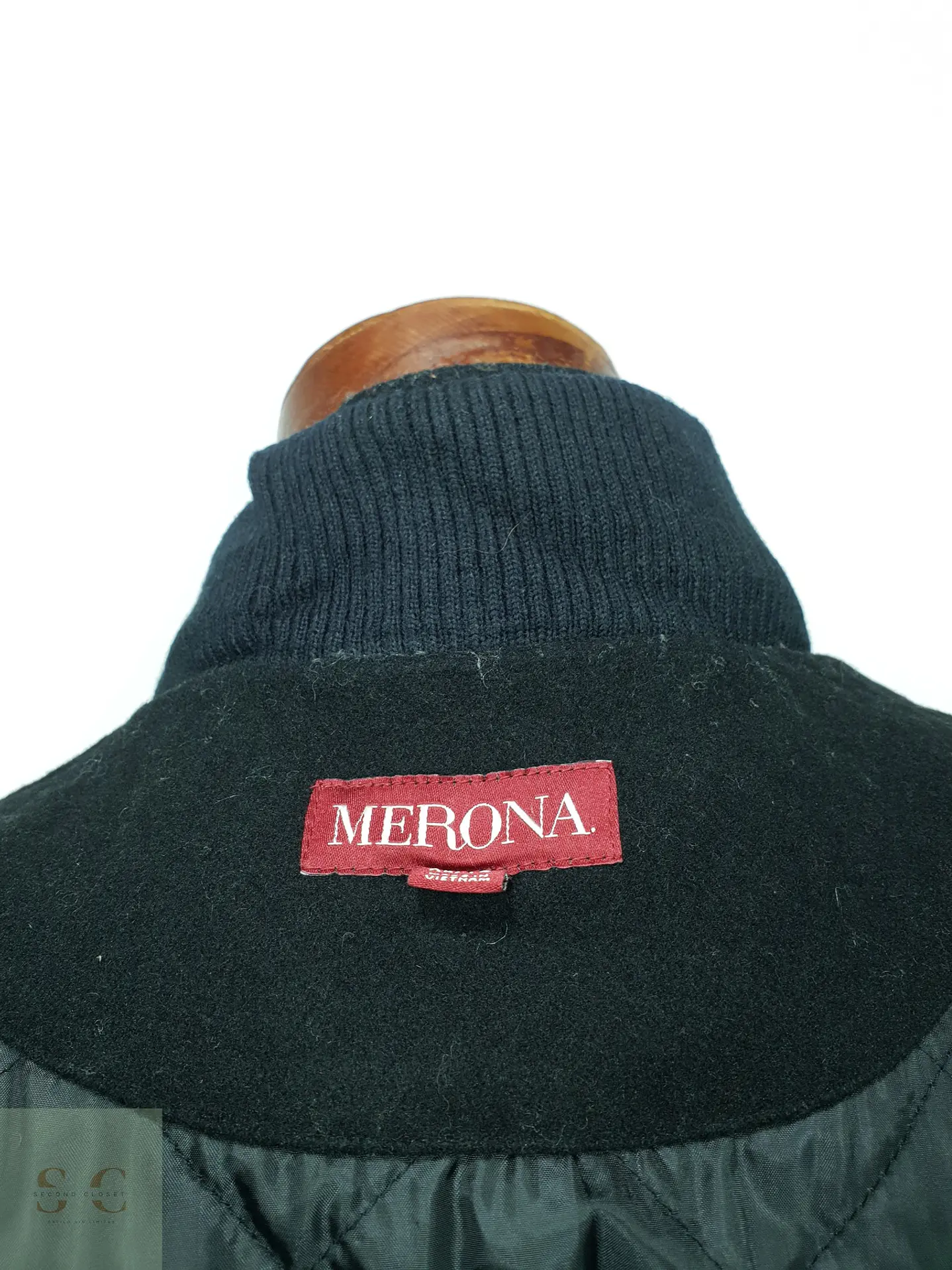 Chaqueta Corta de Paño de Lana Estilo Militar con Cuello Tejido Merona Talla XL 9