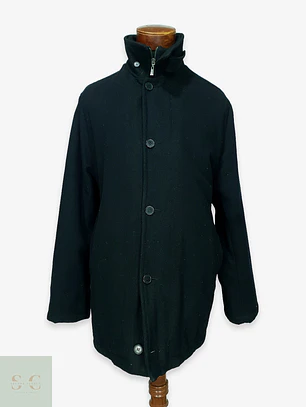 Abrigo Urbano de Paño en Estilo Car Coat con Cuello Alto Pre End Talla L