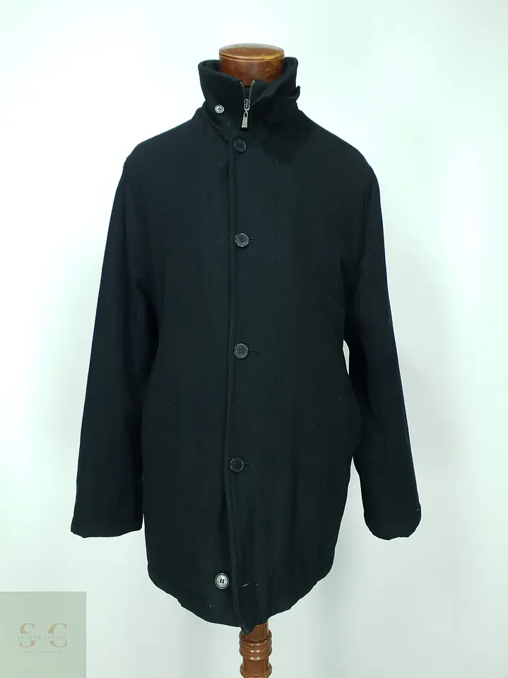 Abrigo Urbano de Paño en Estilo Car Coat con Cuello Alto Pre End Talla L 2
