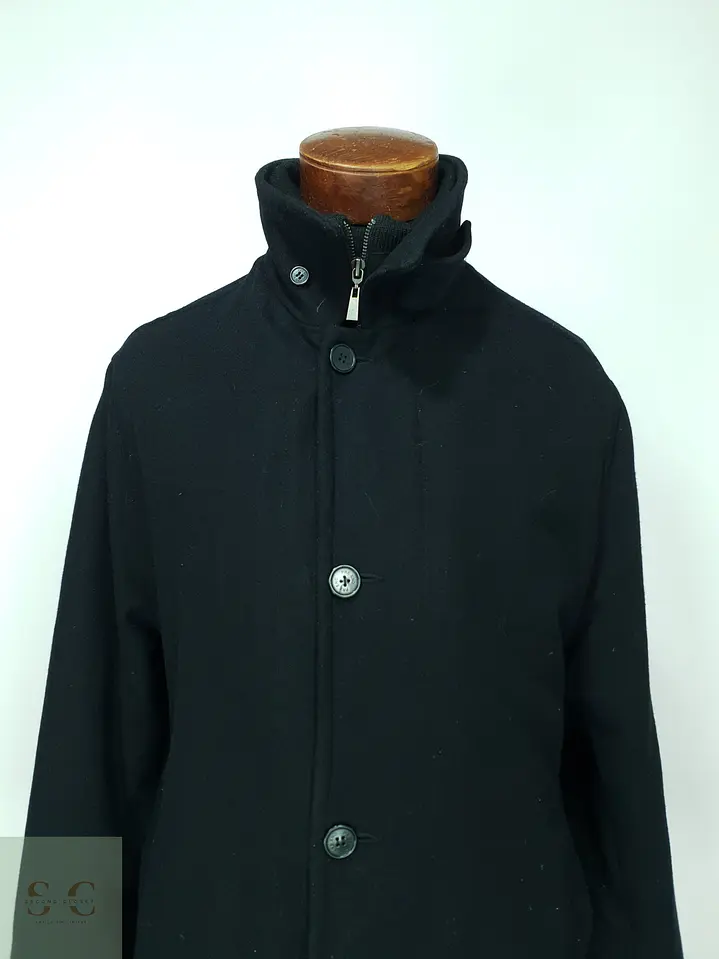 Abrigo Urbano de Paño en Estilo Car Coat con Cuello Alto Pre End Talla L 3