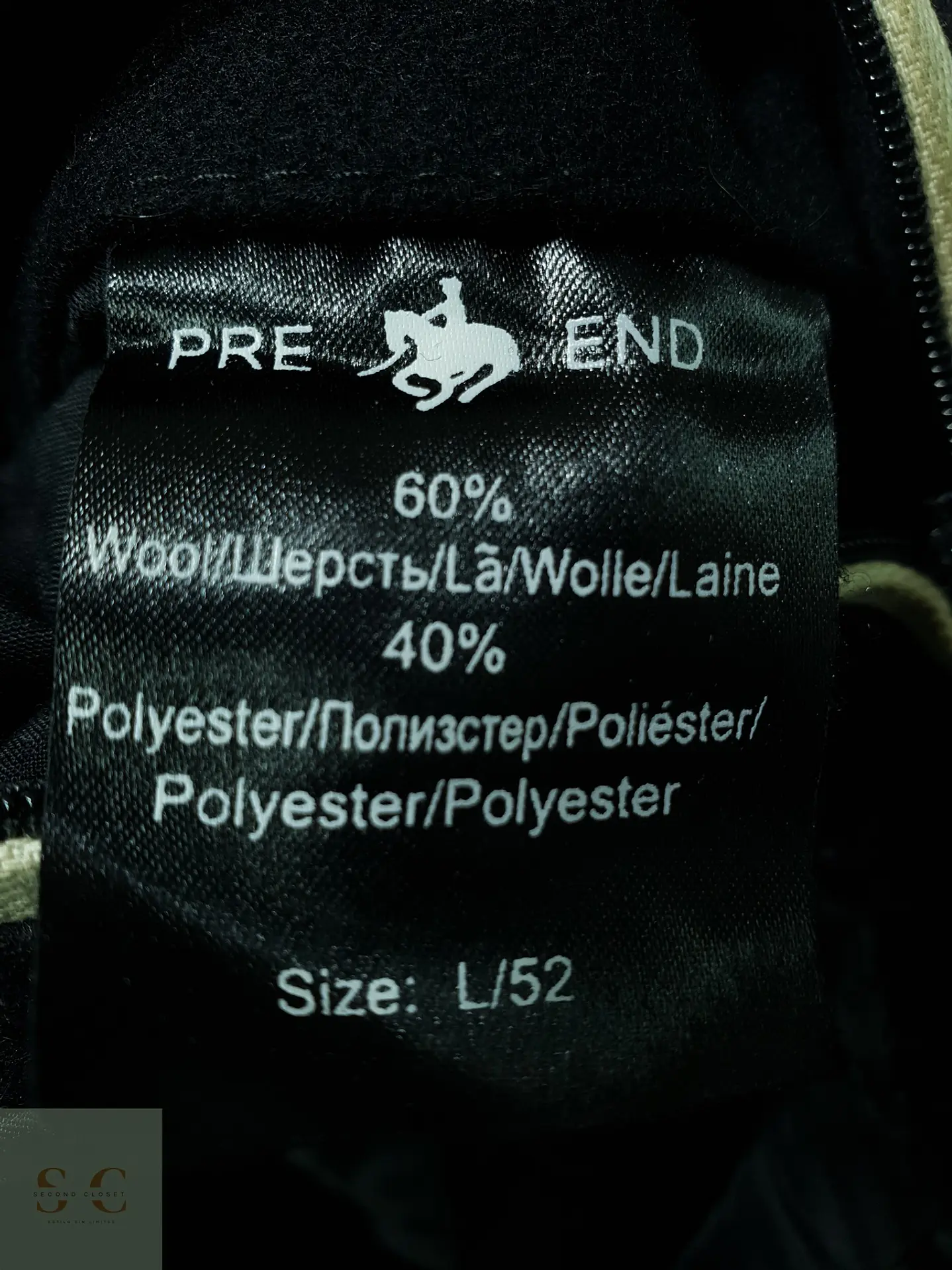 Abrigo Urbano de Paño en Estilo Car Coat con Cuello Alto Pre End Talla L 5