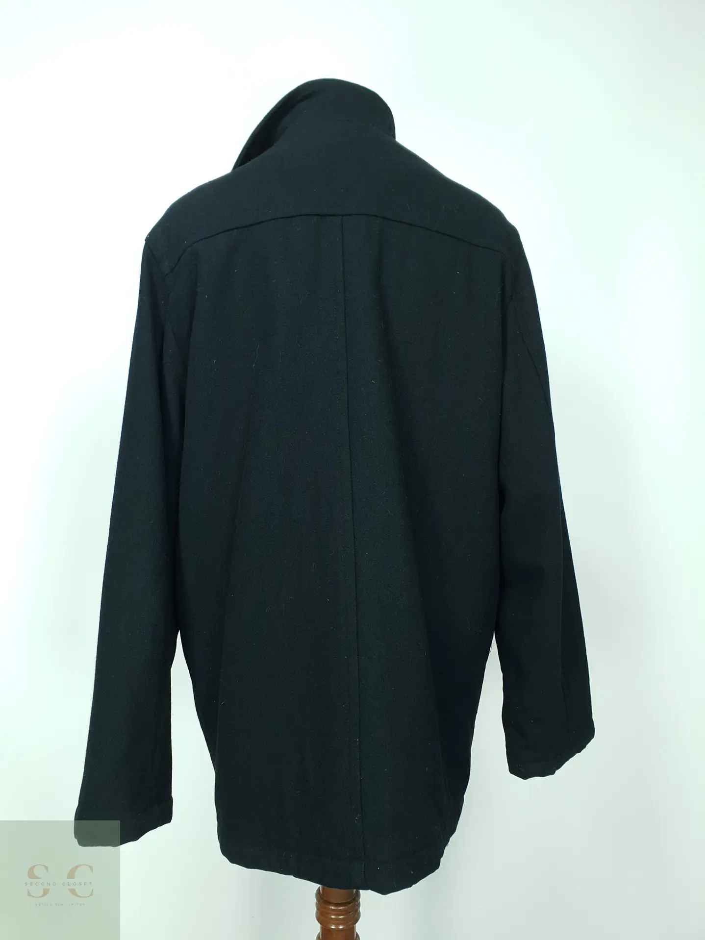 Abrigo Urbano de Paño en Estilo Car Coat con Cuello Alto Pre End Talla L 7