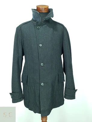 Abrigo Estructurado de Paño Microtexturado con Cuello Stand-Up BOSS Hugo Boss Talla XL