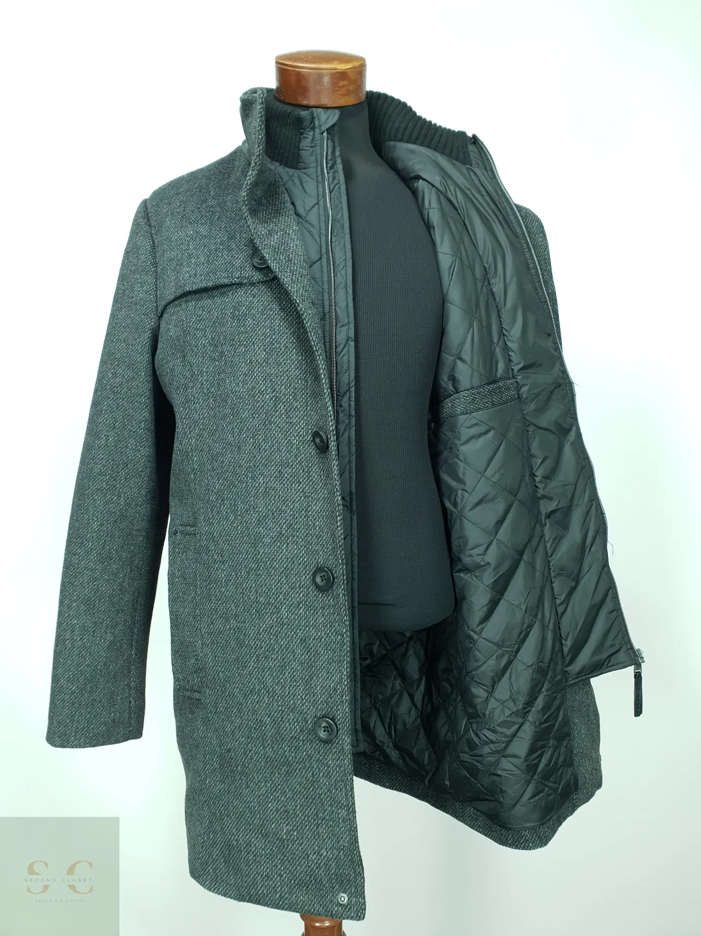 Abrigo Urbano de Paño con Cuello Alto y Pechera Acolchada Tom Tailor Talla XL 7