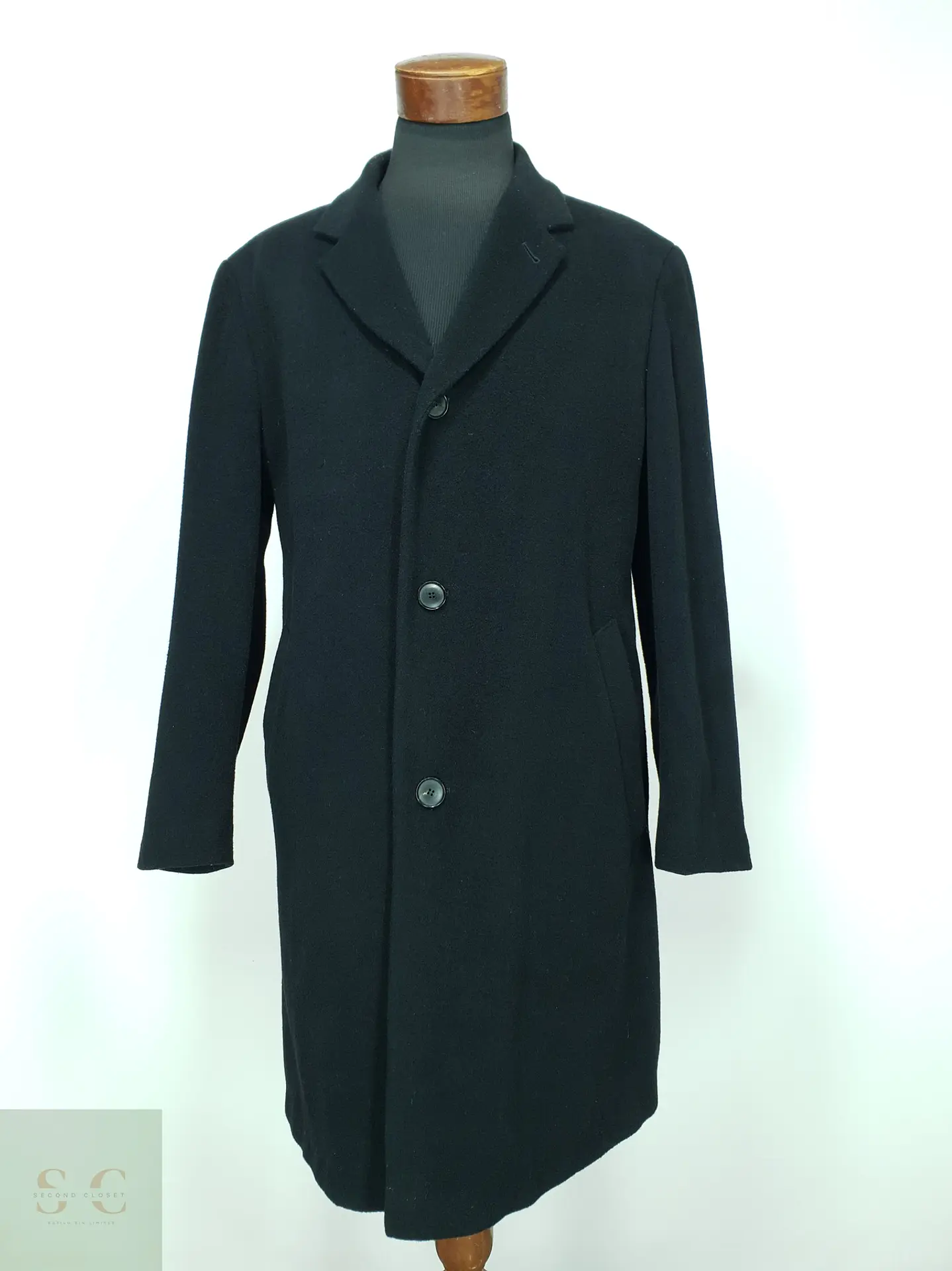 Abrigo Clásico Masculino en Paño Negro Abrams Talla XL 2