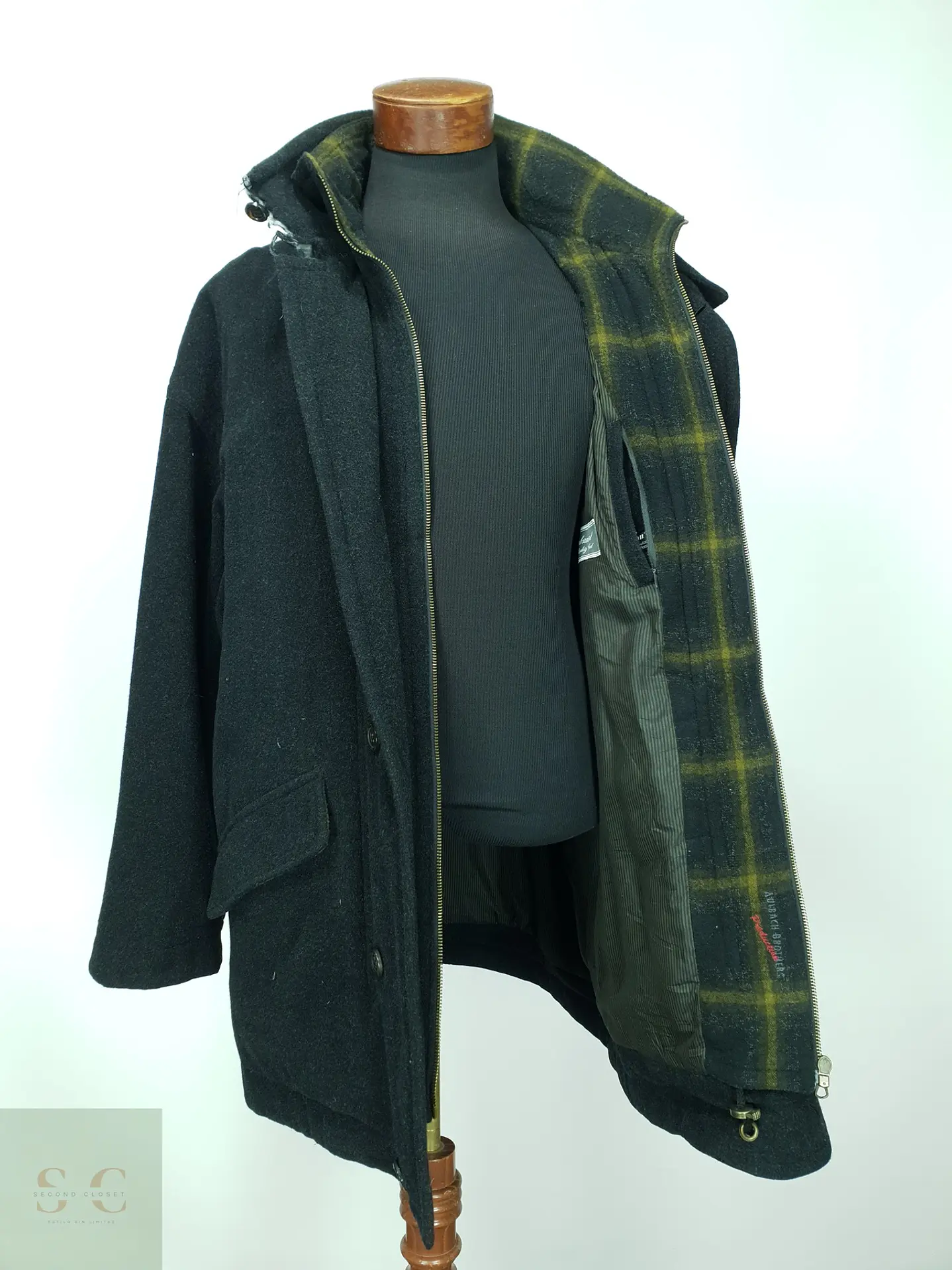 Chaquetón Clásico de Paño de Lana con Cuello Alto y Forro Tartán Aulbach Brothers Talla XXXXL 7