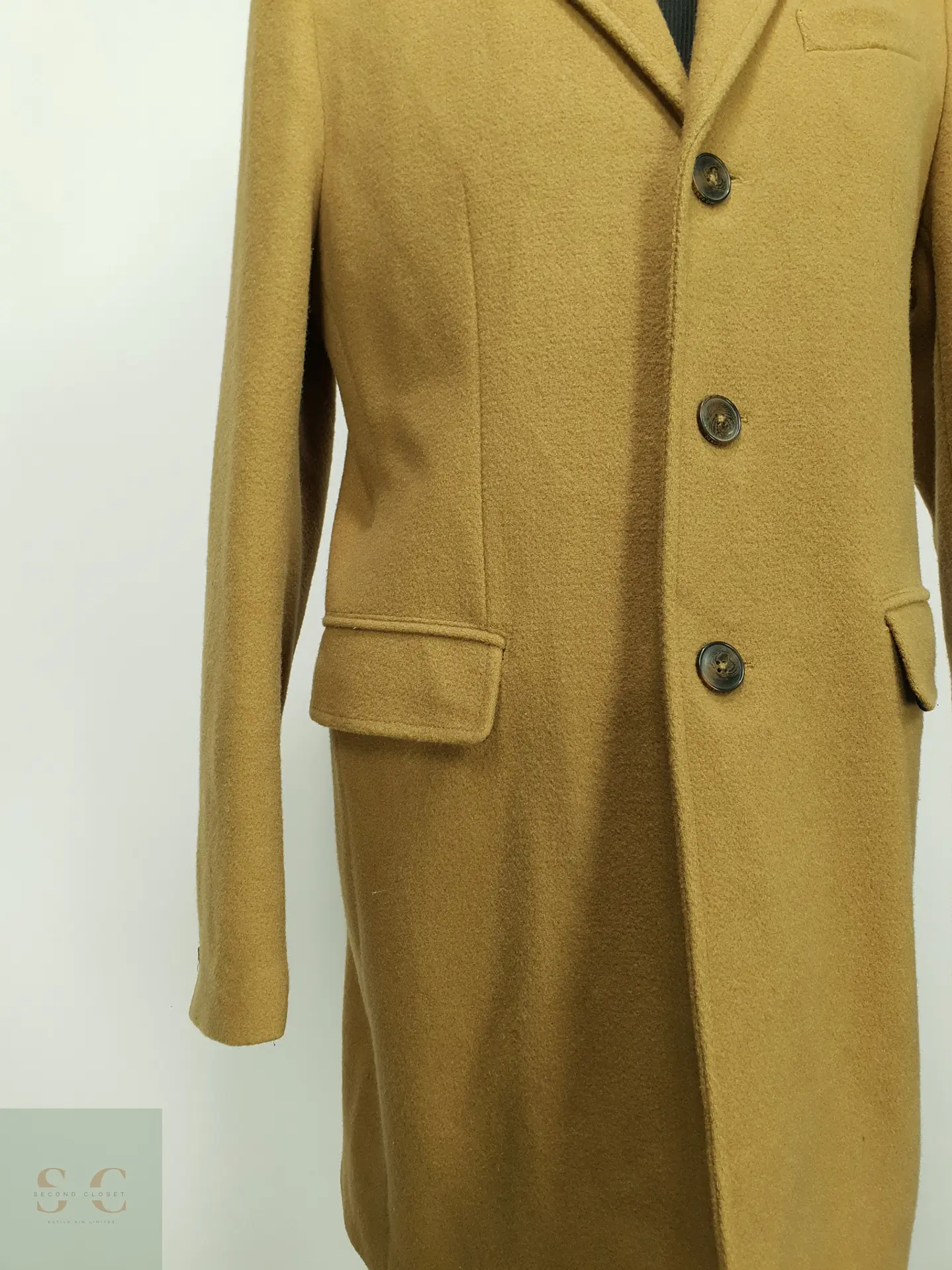 Abrigo Clásico de Paño Camel con Solapa de Muesca Marc O'Polo Talla L 3