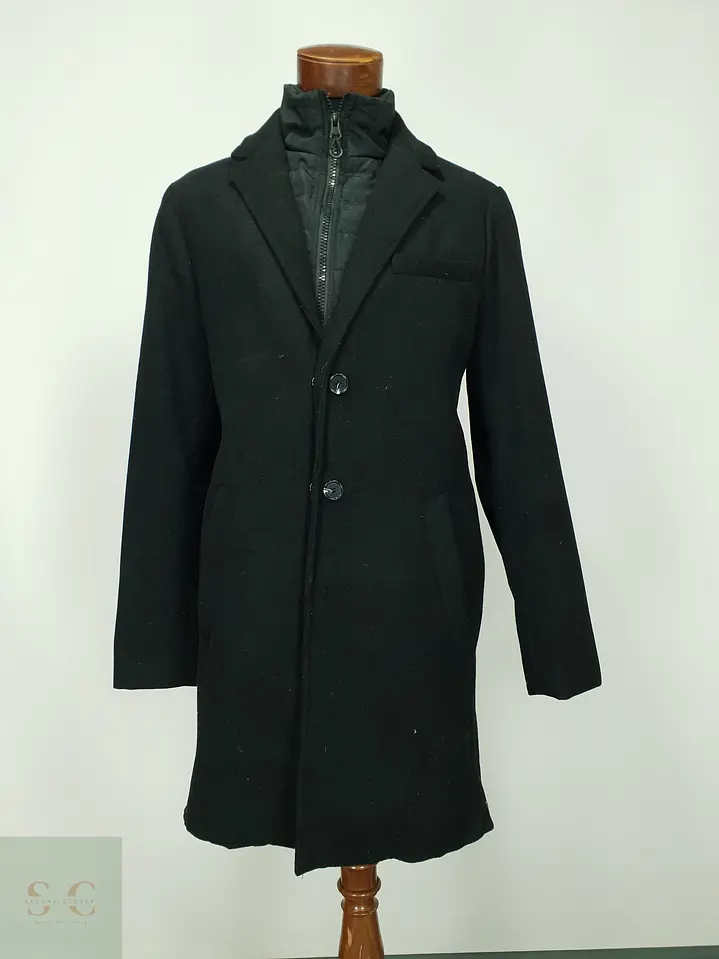 Abrigo Urbano de Paño con Pechera Acolchada y Cuello Alto Pier One Talla M 2