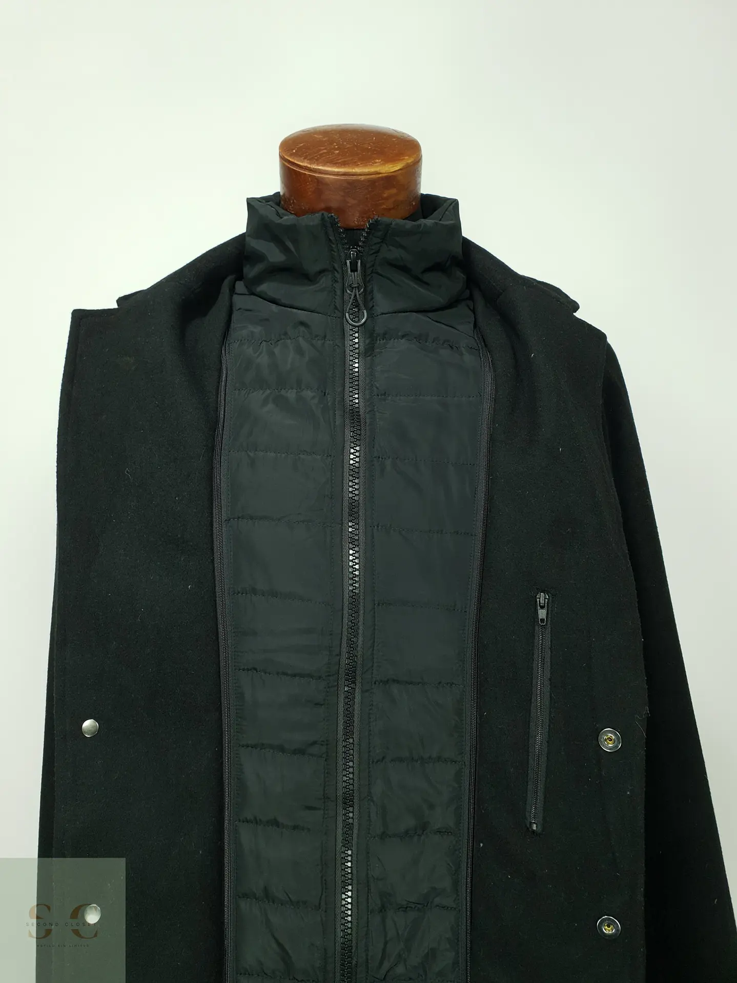 Abrigo Urbano de Paño con Pechera Acolchada y Cuello Alto Pier One Talla M 6