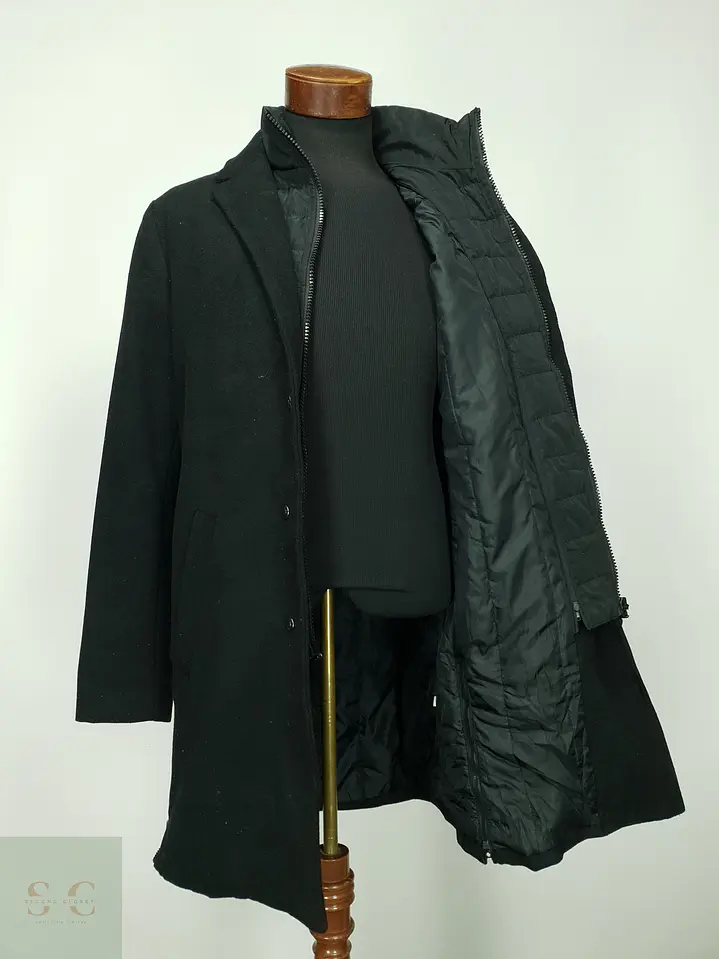Abrigo Urbano de Paño con Pechera Acolchada y Cuello Alto Pier One Talla M 7