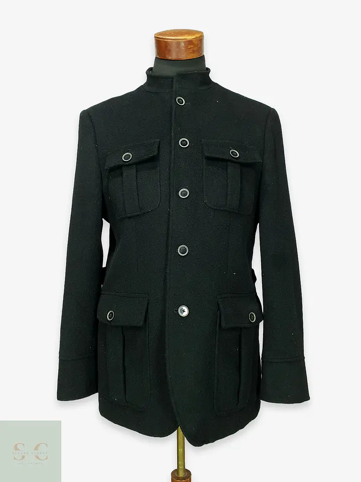 Chaqueta de Paño Estilo Militar con Cuello Mao y Cuatro Bolsillos Finshley & Harding Talla M 1
