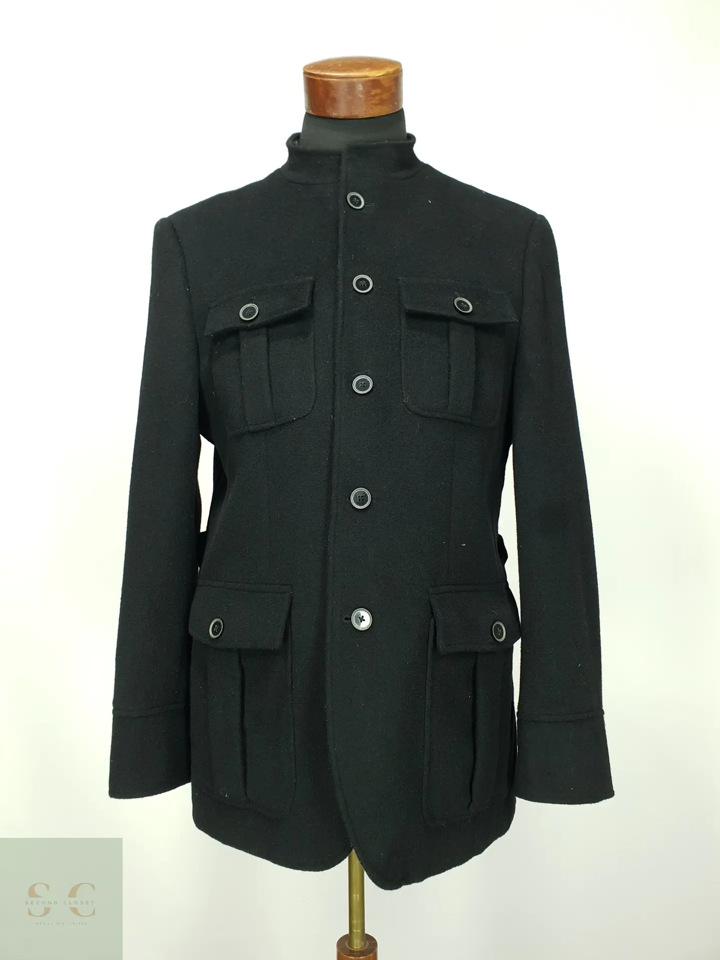 Chaqueta de Paño Estilo Militar con Cuello Mao y Cuatro Bolsillos Finshley & Harding Talla M 2