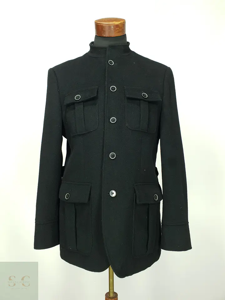 Chaqueta de Paño Estilo Militar con Cuello Mao y Cuatro Bolsillos Finshley & Harding Talla M 2