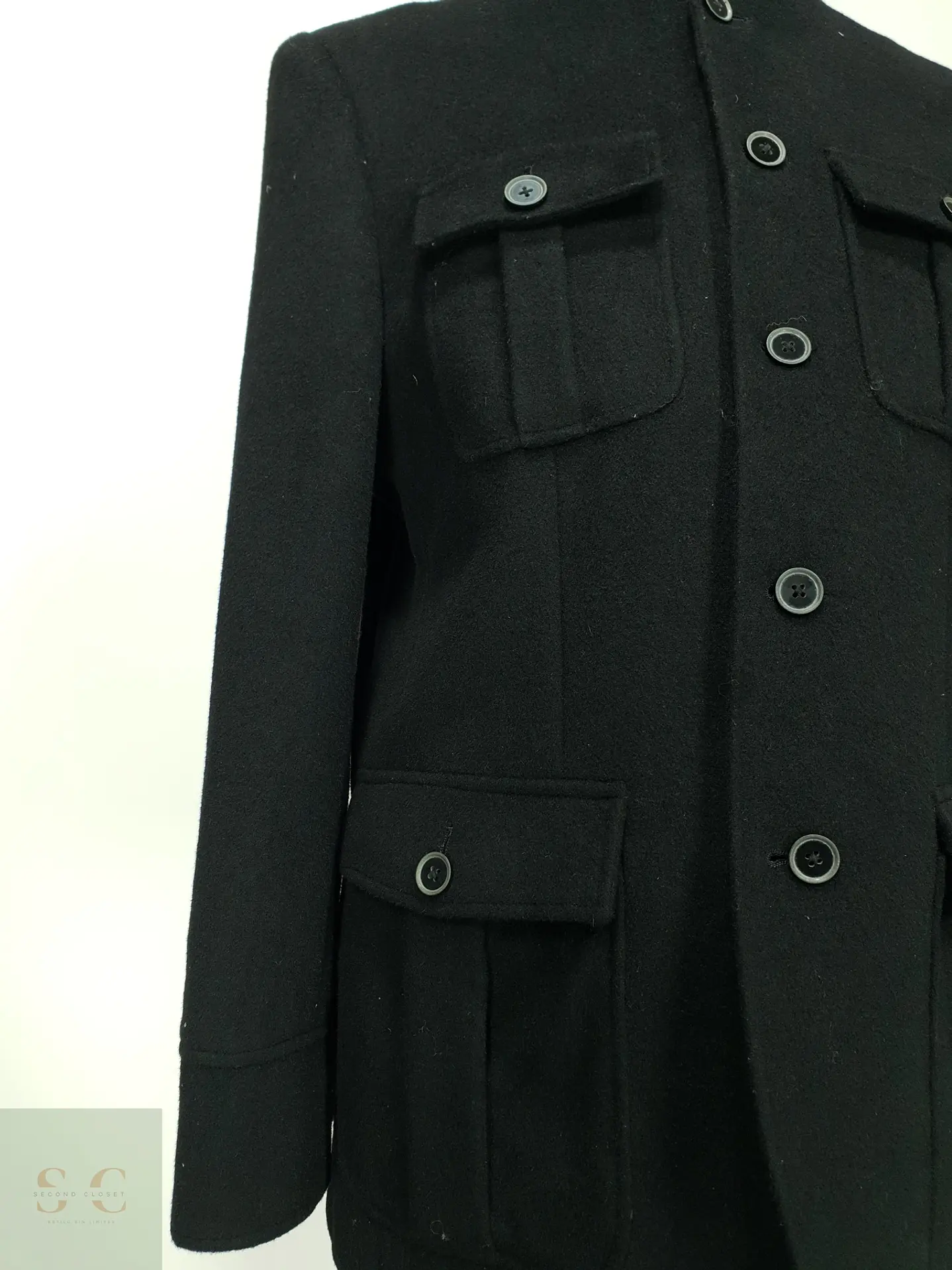 Chaqueta de Paño Estilo Militar con Cuello Mao y Cuatro Bolsillos Finshley & Harding Talla M 3