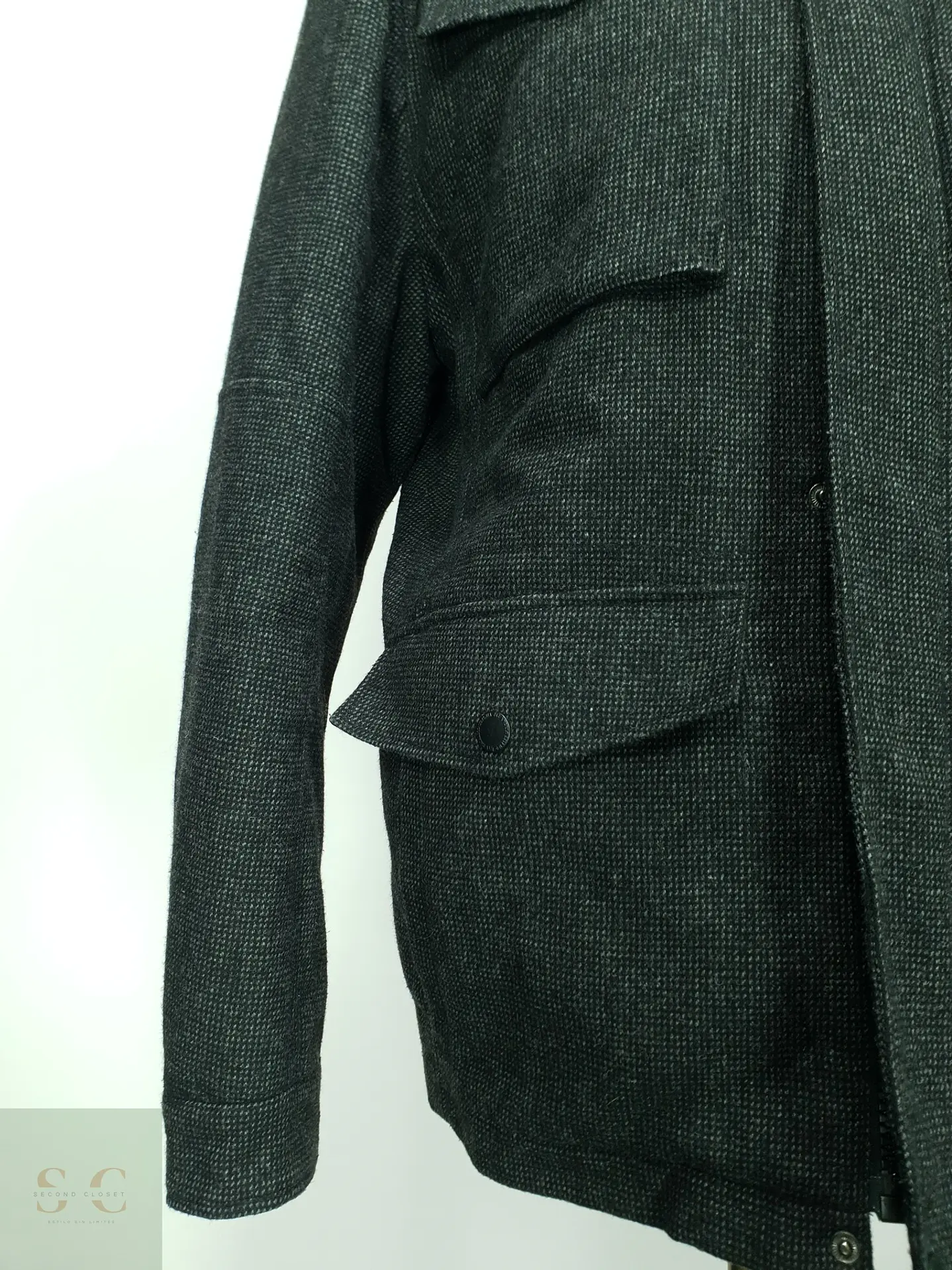 Chaqueta Estilo Field Jacket en Paño Texturizado Angelo Litrico Talla XL 3