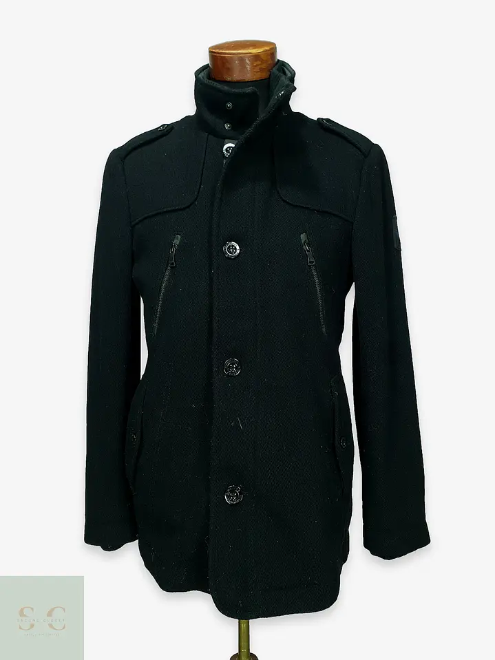 Abrigo Corto de Paño Estilo Utilitario con Cuello Alto s.Oliver Jeans Talla M 1