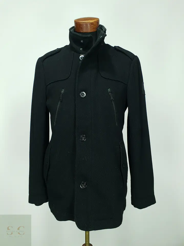 Abrigo Corto de Paño Estilo Utilitario con Cuello Alto s.Oliver Jeans Talla M 2