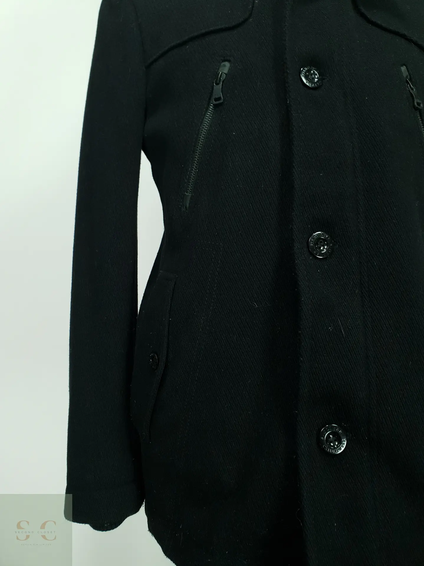 Abrigo Corto de Paño Estilo Utilitario con Cuello Alto s.Oliver Jeans Talla M 3