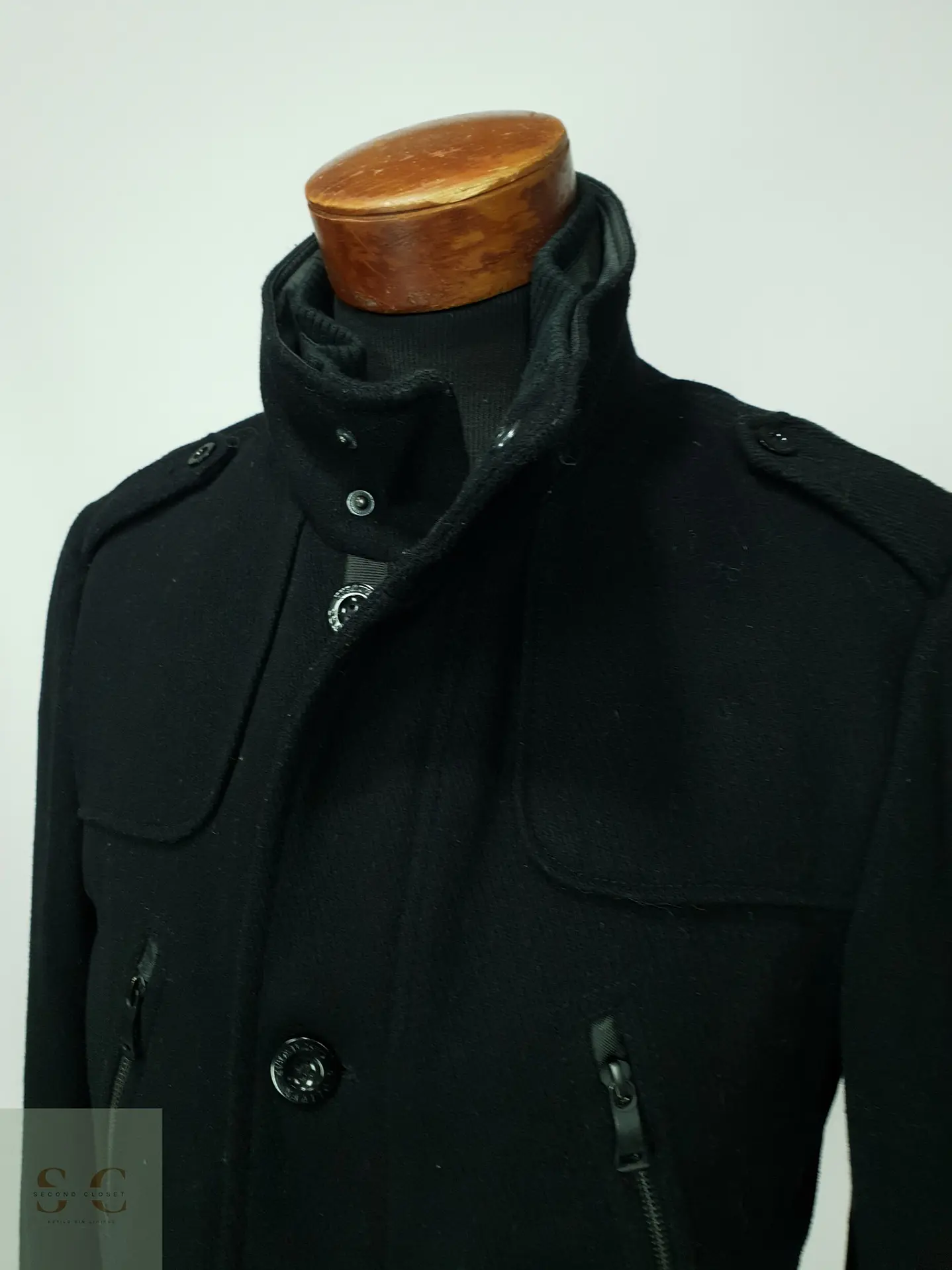 Abrigo Corto de Paño Estilo Utilitario con Cuello Alto s.Oliver Jeans Talla M 5