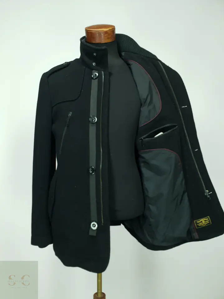 Abrigo Corto de Paño Estilo Utilitario con Cuello Alto s.Oliver Jeans Talla M 9