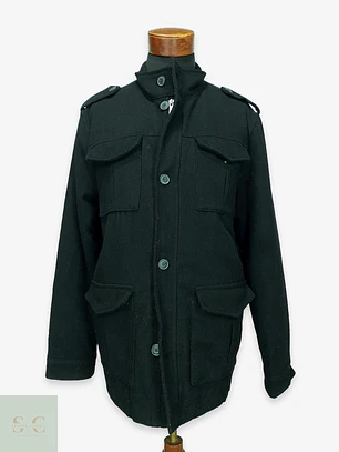 Chaqueta de Paño Estilo Field con Cuello Alto y Charreteras Old Navy Talla L